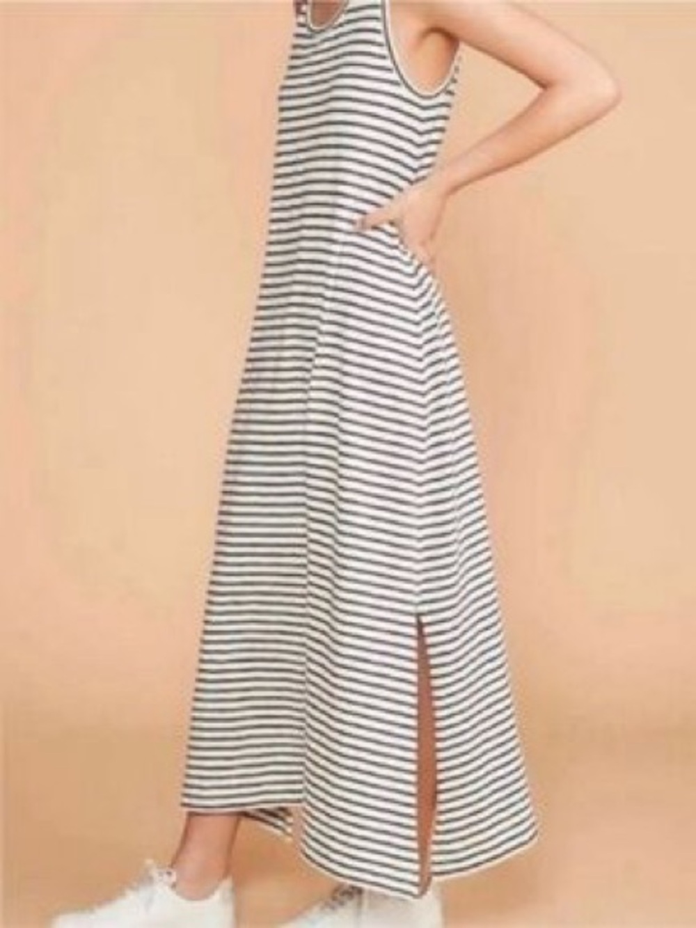 Lou & Grey for LOFT Sleeveless Striped Maxi Dress in White and Navy